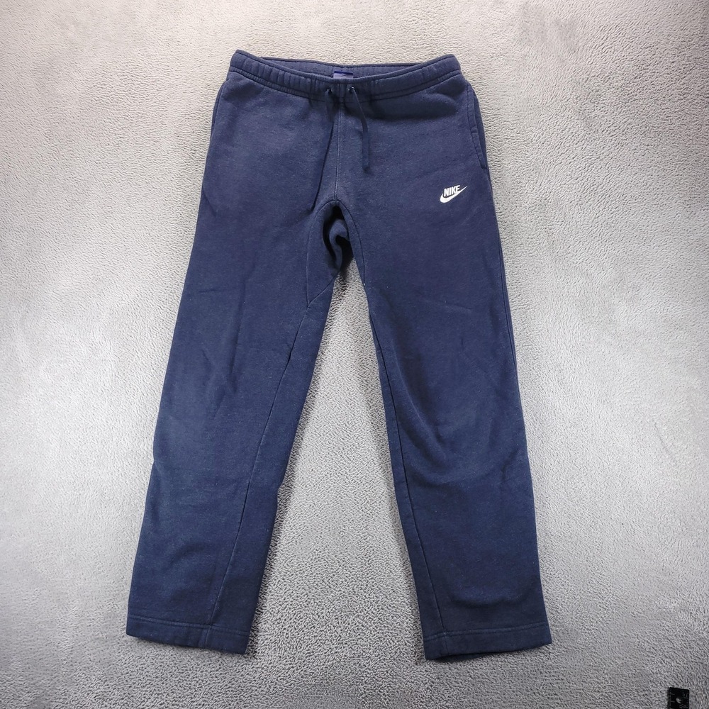 Nike Sweatpants Mens M Blue Fleece Straight Drawstring Pockets Gym Workout